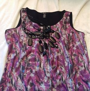 Style & Co Purple Black Sequince Tank Top